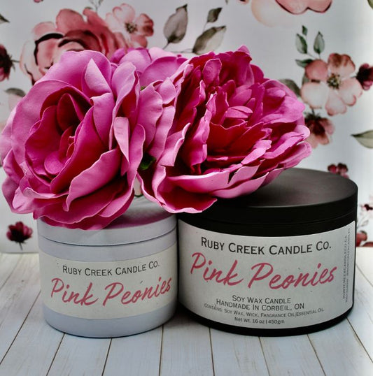 Pink Peonies Soy Wax Candle